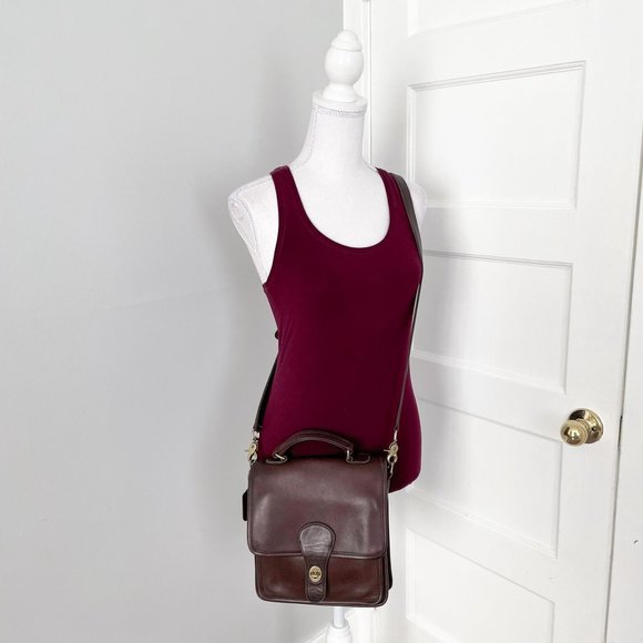 Coach Handbags - Coach 90s Vintage Brown Leather Station Crossbody Bag 5130 Costa Rica 1999